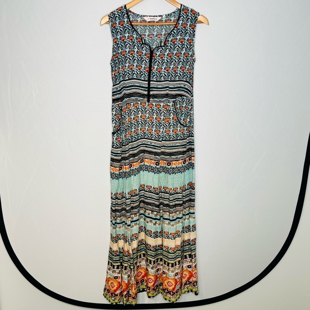 Biba Floral Bohemian-Print Boho Print Sleeveless Maxi Dress. Size Small. - Picture 2 of 14